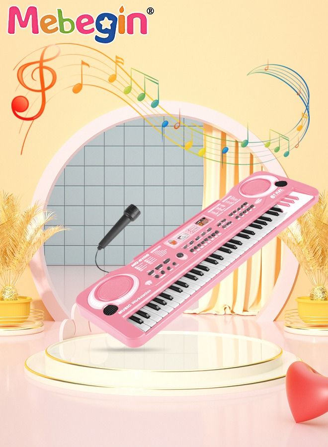 61-key Piano Keyboard Toy with Microphone, Multifunctional Electronic Piano Toy, Preschool Learning Educational Instruments Toy, Great Toddler Musical Toy, Suitable for Kids and Beginners to Practice,  54*17*5.5cm, 4 AA Batteries Required(Not Included)