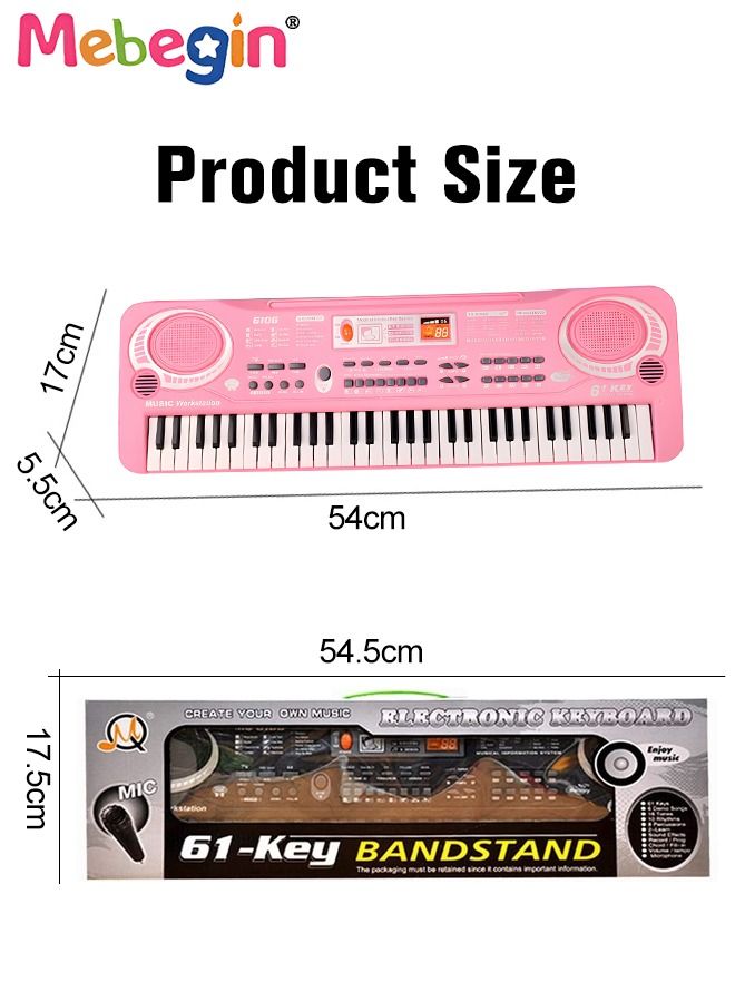 61-key Piano Keyboard Toy with Microphone, Multifunctional Electronic Piano Toy, Preschool Learning Educational Instruments Toy, Great Toddler Musical Toy, Suitable for Kids and Beginners to Practice,  54*17*5.5cm, 4 AA Batteries Required(Not Included)
