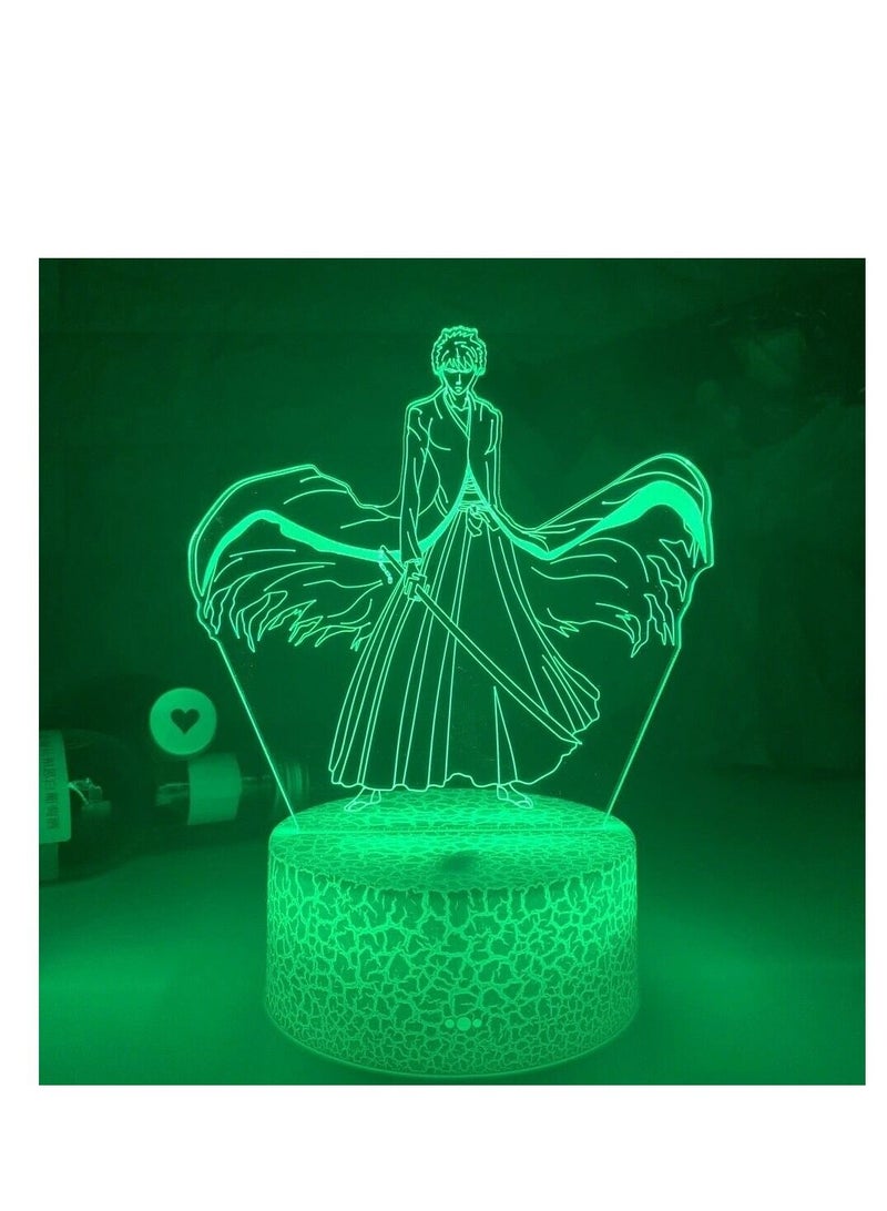 Anime Bleach 3D Night Light USB Led Battery Action Lamp Bedroom Table Decor Gift