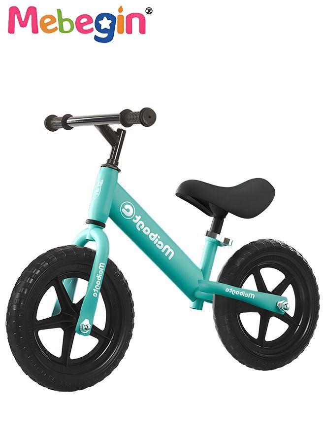 Lightweight No Pedal Bike for Kids with Adjustable Handlebar and Seat,Early Learning Interactive Push Bicycle Toddler Training Bike for Boys Girls Gift Green