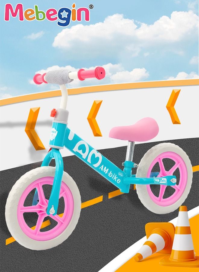 Kids Balance Bike without Pedal, Lightweight Push Bike with Adjustable Handlebar and Soft Seat, Sturdy No Pedal Bike, Early Learning Interactive Push Bicycle, Toddler Training Bike, Ideal First Bike for Young Riders