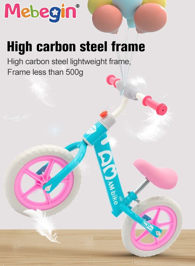Kids Balance Bike without Pedal, Lightweight Push Bike with Adjustable Handlebar and Soft Seat, Sturdy No Pedal Bike, Early Learning Interactive Push Bicycle, Toddler Training Bike, Ideal First Bike for Young Riders