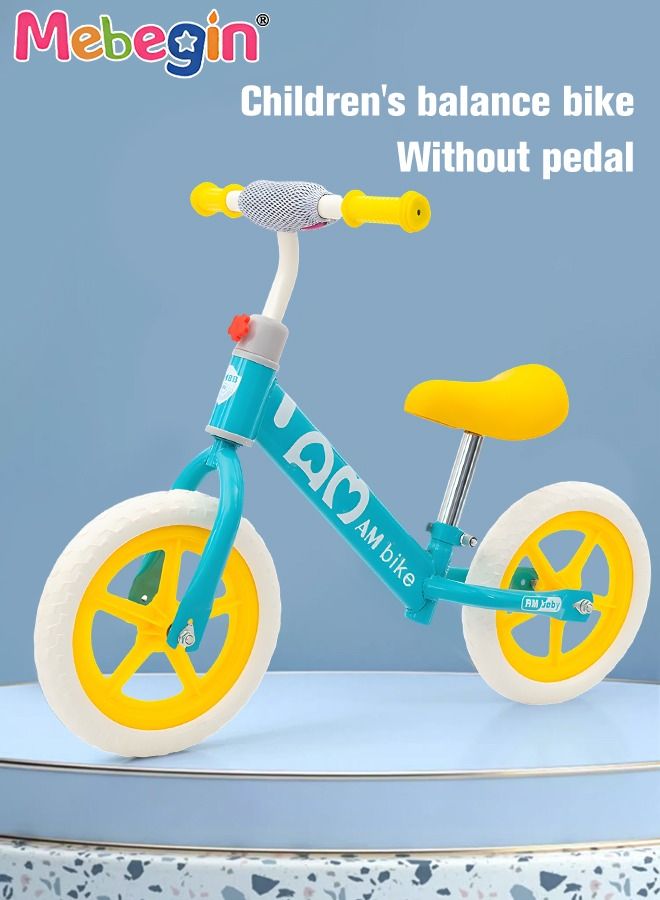 Kids Balance Bike without Pedal, Lightweight Push Bike with Adjustable Handlebar and Soft Seat, Sturdy No Pedal Bike, Early Learning Interactive Push Bicycle, Toddler Training Bike, Ideal First Bike for Young Riders