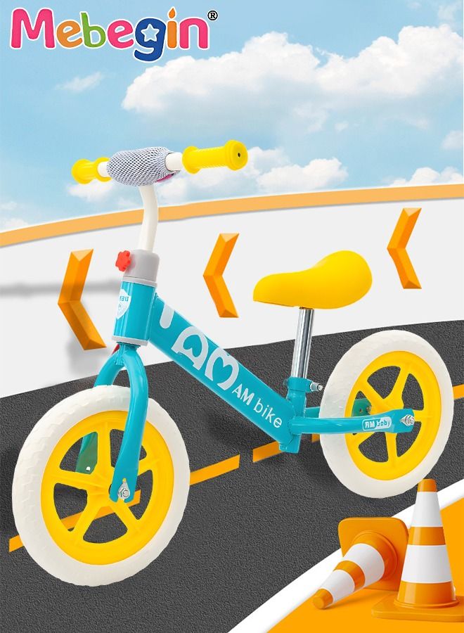 Kids Balance Bike without Pedal, Lightweight Push Bike with Adjustable Handlebar and Soft Seat, Sturdy No Pedal Bike, Early Learning Interactive Push Bicycle, Toddler Training Bike, Ideal First Bike for Young Riders