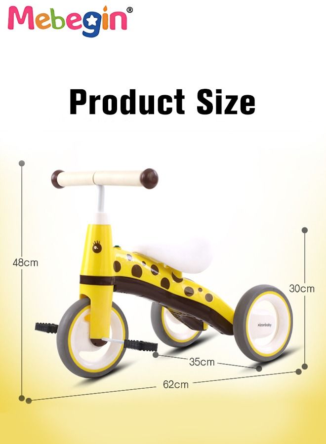 3-Wheel Balance Bike, Ride-On Tricycle with Music Button, Toddler Safe Trikes with Anti-slip Pedals and Comfortable Seat, Cartoon Training Bicycle, Easy Assembly, Ideal Gift for Kids