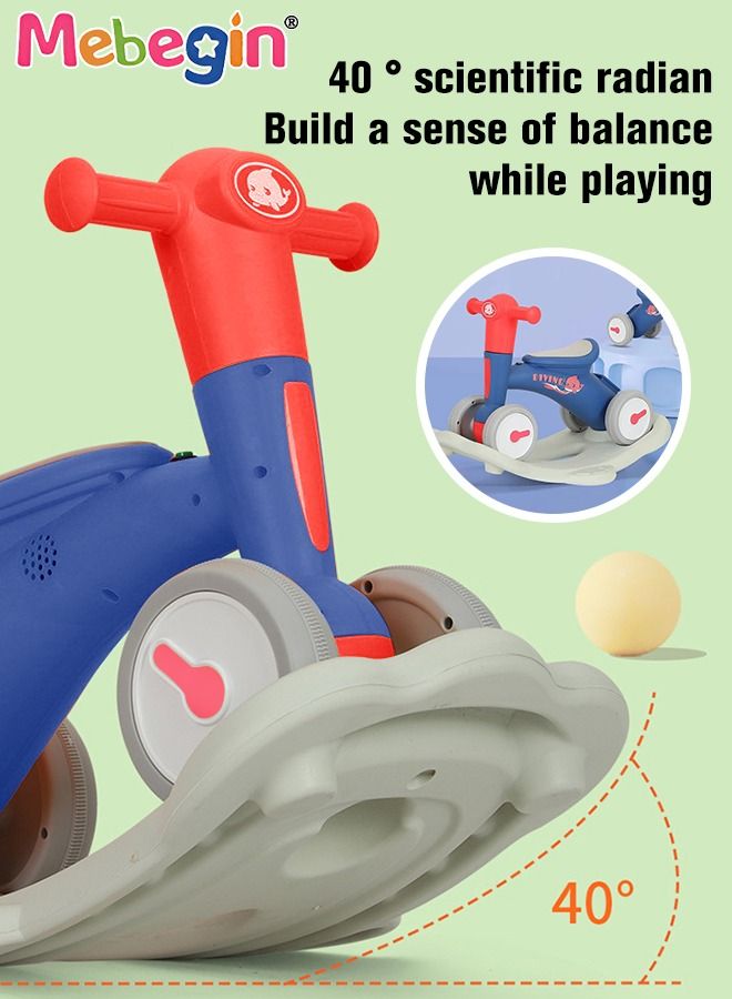 2 in 1 Interactive Rocking Horse with Rocking Base and Music, Fun Toddler Rocker with Rocking and Sliding Ways to Play, Removable Ride-on Rocking Animal with 4 Silence Wheels, Creative Early Education Toy, Easy to Swing and Assemble