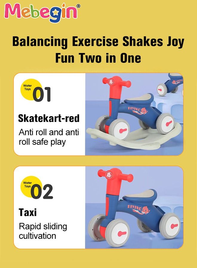 2 in 1 Interactive Rocking Horse with Rocking Base and Music, Fun Toddler Rocker with Rocking and Sliding Ways to Play, Removable Ride-on Rocking Animal with 4 Silence Wheels, Creative Early Education Toy, Easy to Swing and Assemble