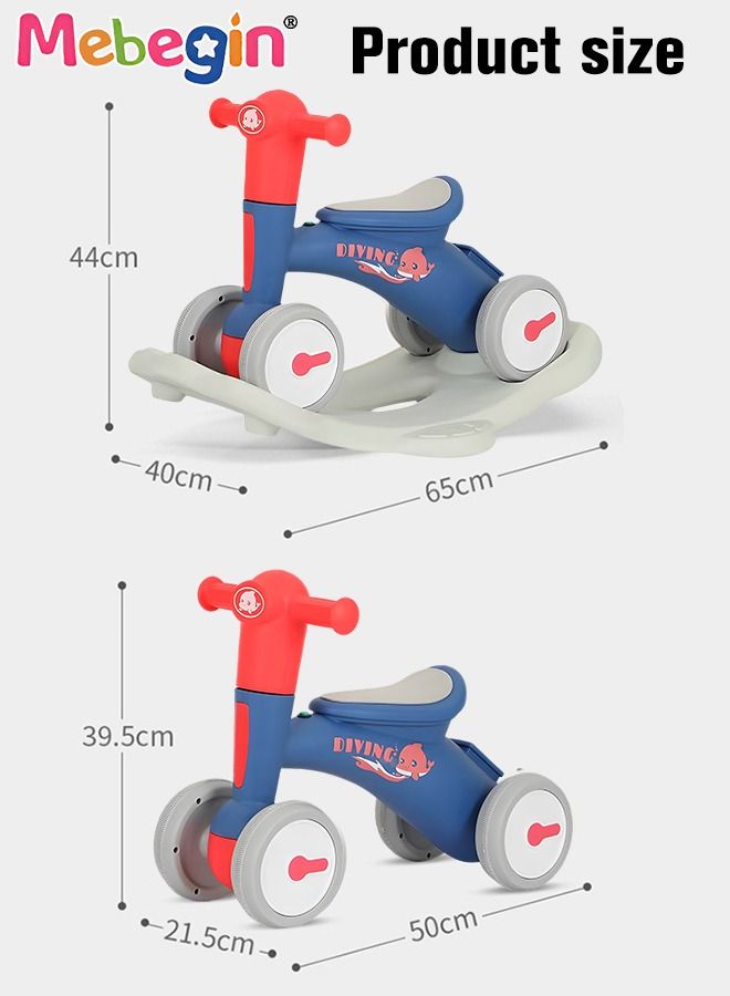 2 in 1 Interactive Rocking Horse with Rocking Base and Music, Fun Toddler Rocker with Rocking and Sliding Ways to Play, Removable Ride-on Rocking Animal with 4 Silence Wheels, Creative Early Education Toy, Easy to Swing and Assemble
