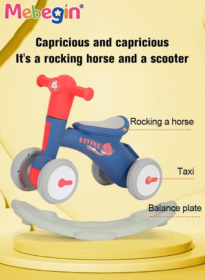 2 in 1 Interactive Rocking Horse with Rocking Base and Music, Fun Toddler Rocker with Rocking and Sliding Ways to Play, Removable Ride-on Rocking Animal with 4 Silence Wheels, Creative Early Education Toy, Easy to Swing and Assemble