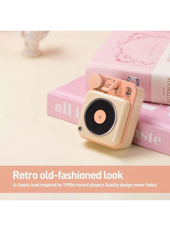 Mini Bluetooth Speaker, Button Metal 3W Portable Vintage Wireless Rechargeable High Definition Loud Volume Audio Speaker with Lanyard, Classic Retro Gift for Birthday Outdoor