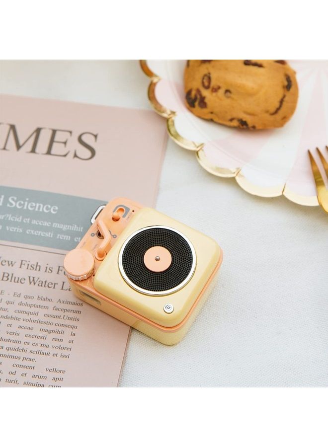 Mini Bluetooth Speaker, Button Metal 3W Portable Vintage Wireless Rechargeable High Definition Loud Volume Audio Speaker with Lanyard, Classic Retro Gift for Birthday Outdoor
