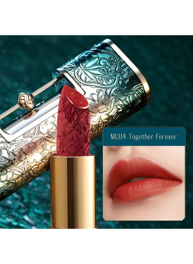 Blooming Rouge Love Lock Lipstick Long-Lasting Sculpting Lipstick Misty Matte Finish Lightweight Nourishing for Everyday Use (M1314 Together Forever)