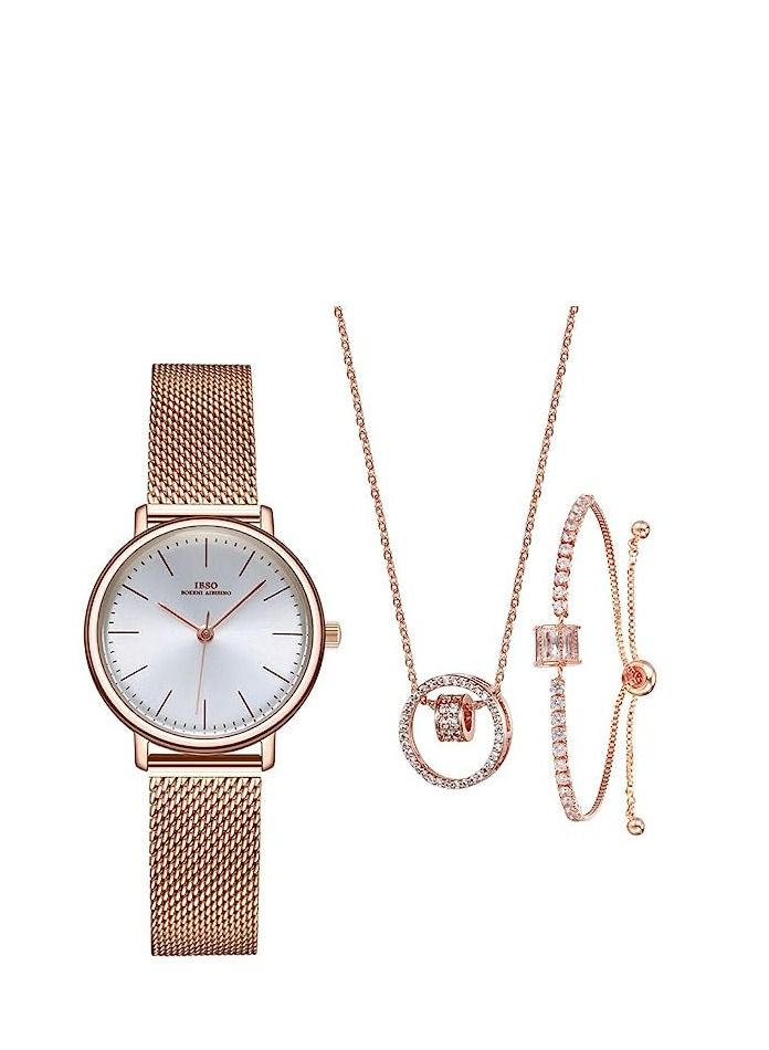 Watch Set Quartz Wrist Necklace Bracelet