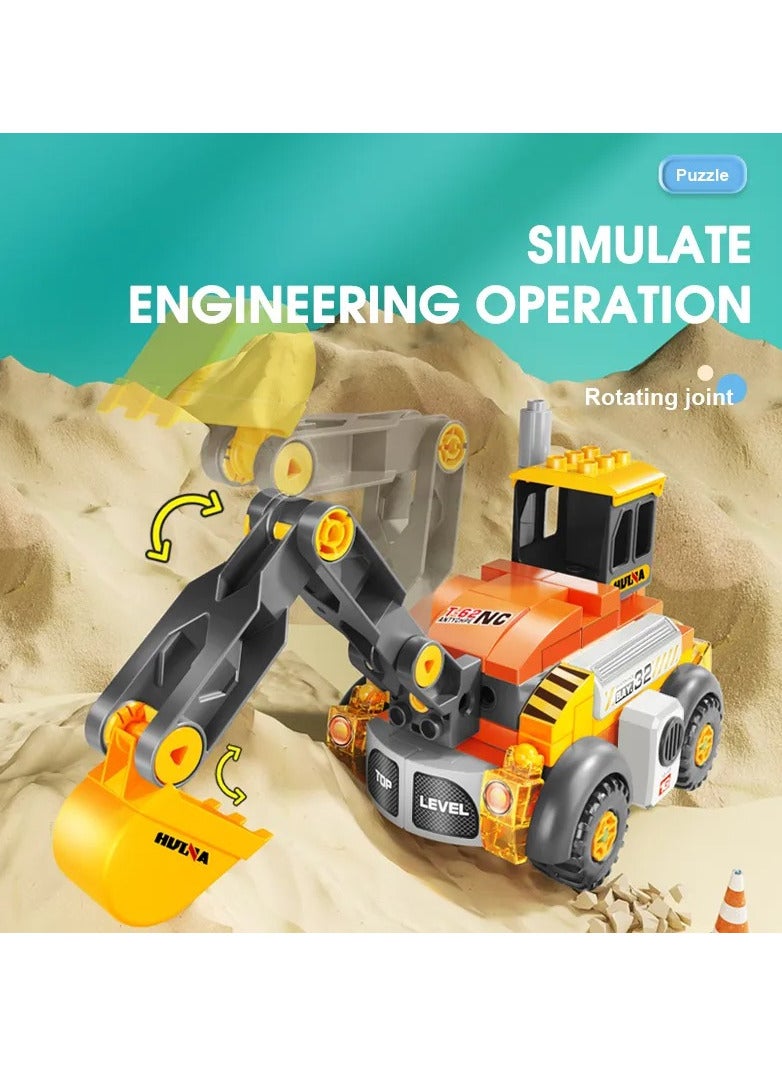 Construction Vehicle Toys 6 in 1, Big Blocks Building Set FL1659 for Boys and Girls 3+ Years Old, Toy Car for Kids to Learn and Enjoy (141 Pieces)