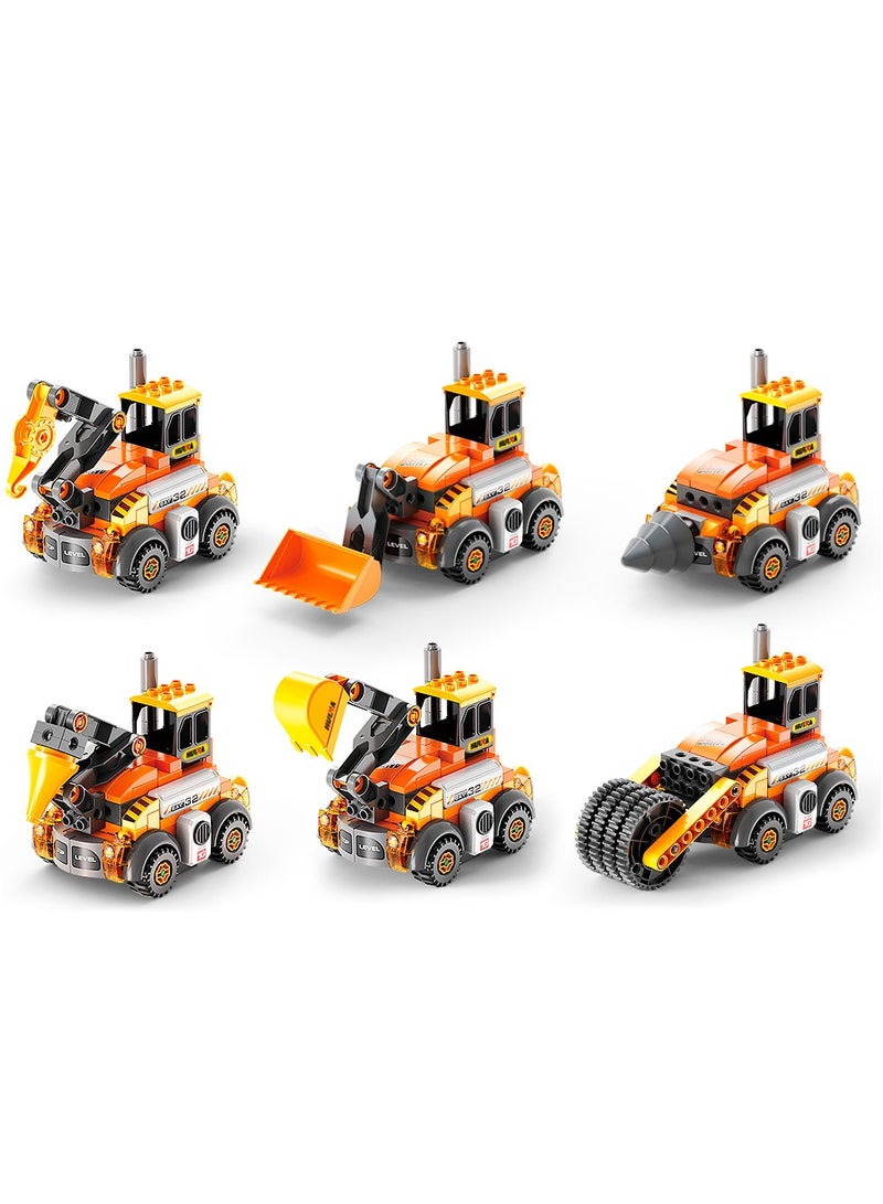 Construction Vehicle Toys 6 in 1, Big Blocks Building Set FL1659 for Boys and Girls 3+ Years Old, Toy Car for Kids to Learn and Enjoy (141 Pieces)