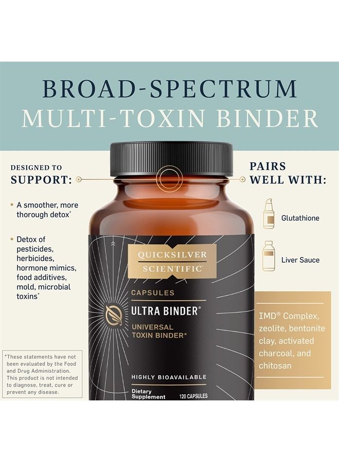 Ultra Binder - Multi Toxin Binder with Bentonite Clay Powder, Zeolite Detox & Charcoal - Supplement for Gut Support & The Body's Toxin Removal Process (120 Capsules)
