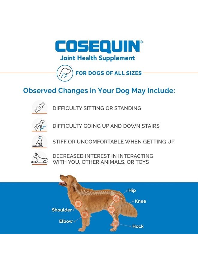 Nutramax Cosequin Maximum Strength Joint Health Supplement for Dogs - With Glucosamine, Chondroitin, and MSM, 60 Chewable Tablets