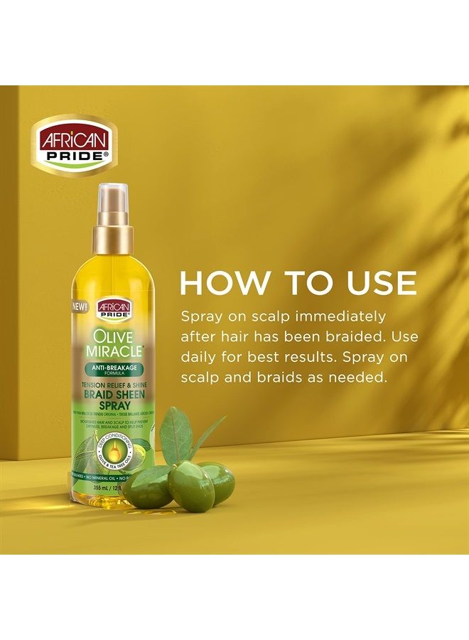 Olive Miracle Braid Sheen Spray (3 Pack) with tea tree oil and olive oil to protect and moisturize scalp and hair.12oz.