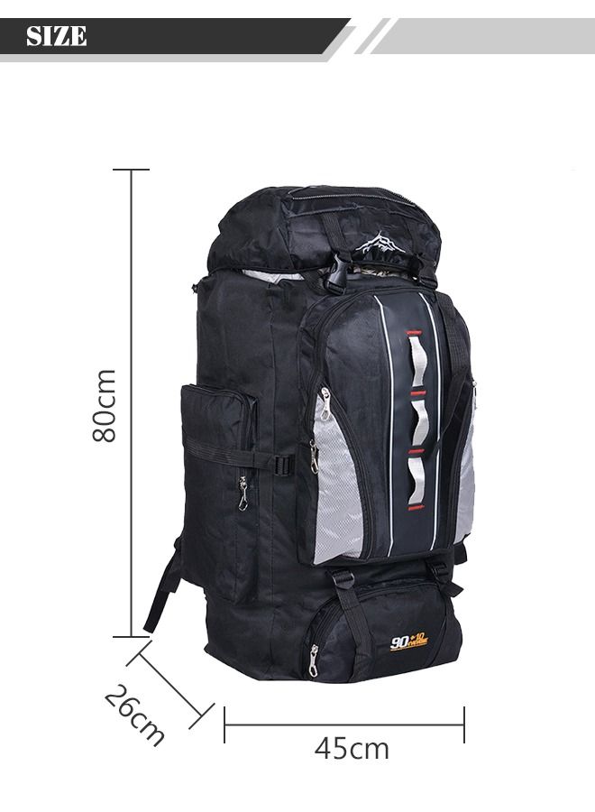 Large Capacity Professional Outdoor Backpack Waterproof Multifunctional for Travel Camp Trekking Fishing Climb Black