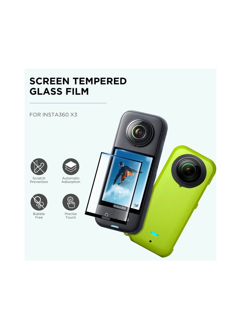 Protection Kit for Insta 360 X3, Silicone Protective Case with 2 Pcs Screen Protector for Insta360 X3 Accessories (Green)