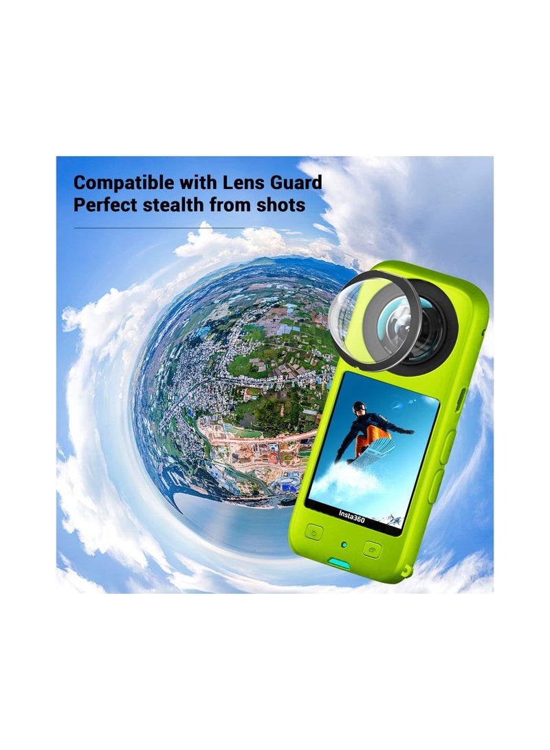 Protection Kit for Insta 360 X3, Silicone Protective Case with 2 Pcs Screen Protector for Insta360 X3 Accessories (Green)