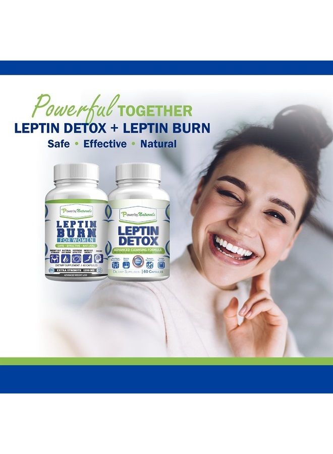 Leptin Detox & Leptin Burn Supplements | Natural Weight Loss, Appetite Suppressant, Metabolism Booster & Digestive Support | Thermogenic Fat Burner | 60 Counr