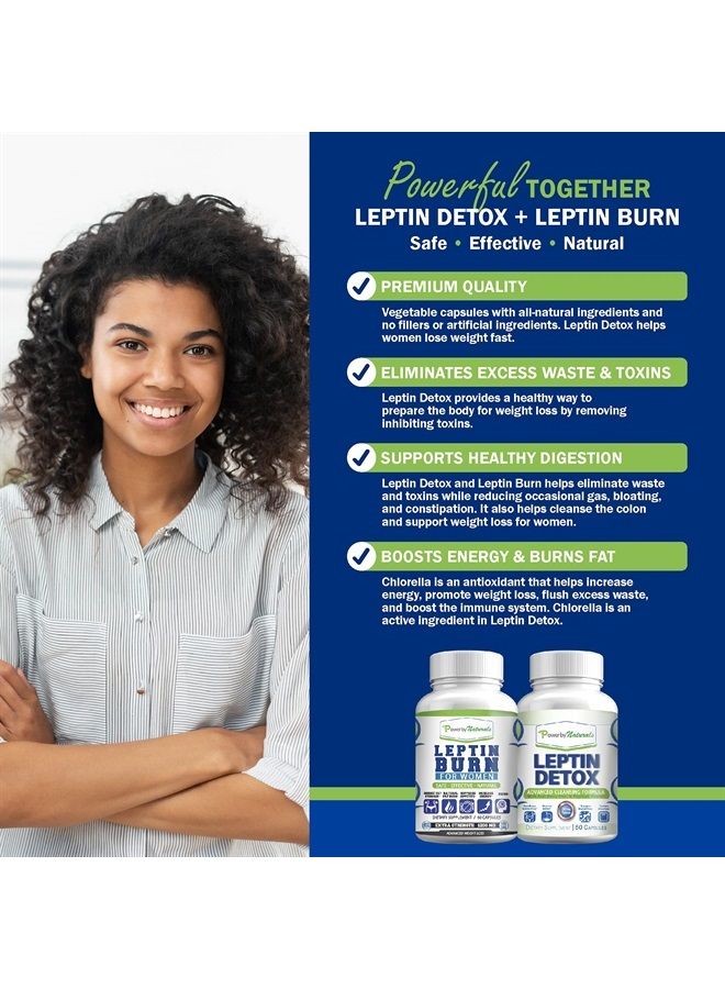 Leptin Detox & Leptin Burn Supplements | Natural Weight Loss, Appetite Suppressant, Metabolism Booster & Digestive Support | Thermogenic Fat Burner | 60 Counr