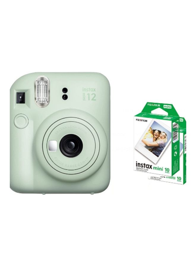 Instax Mini 12 Instant Film Camera Mint Green With Pack Of 20 Films