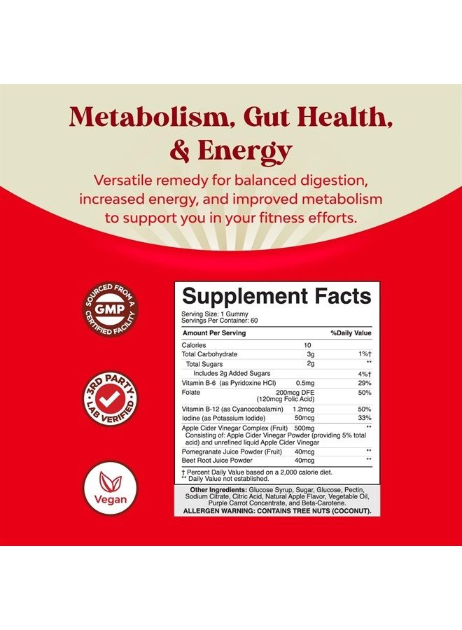 ACV Apple Cider Vinegar Gummies - Superfood Infused ACV Gummies Vitamins for Adults for Detox Cleanse Immune Support Digestion and Glowing Skin - Delicious Daily Energy Gummies with Vitamin B Complex