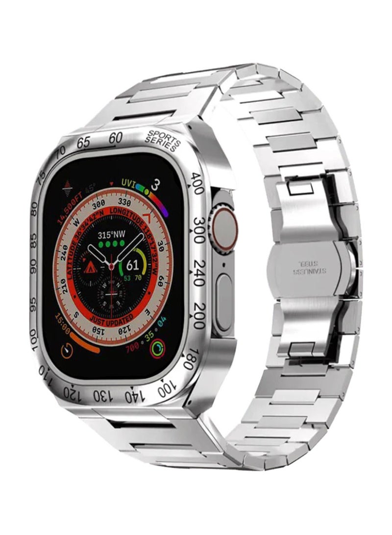Apple Watch Ultra 49mm Stainless Steel Case Band Luxurious and Exclusive  Metal Mod Kit For iWatch Series Ultra Metal Bezel Silver