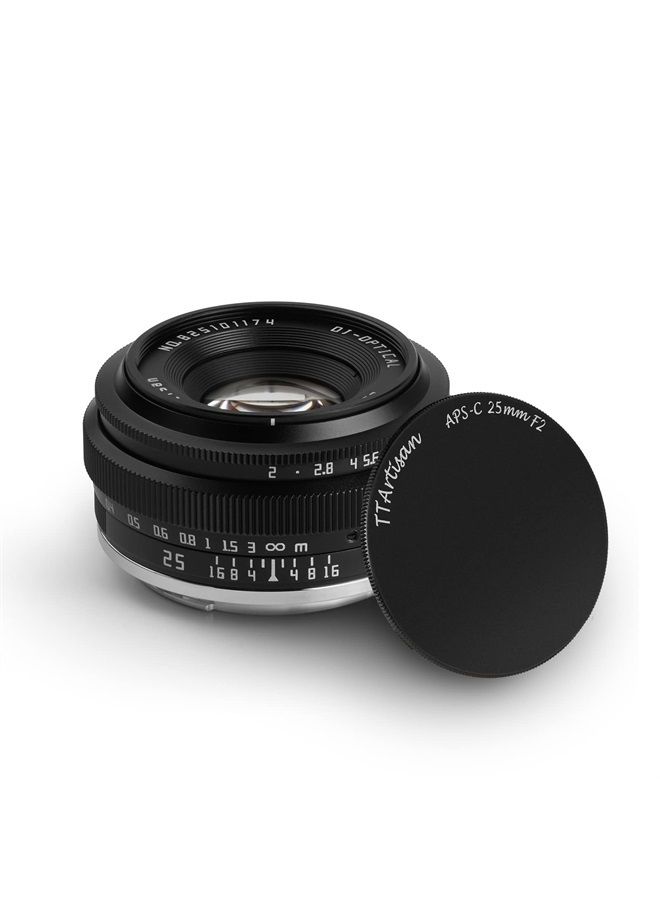 TTartisan 25mm F2 Wide-Angle Manual Lens, Compatible with Fuji X-Mount Mirrorless Cameras X-PRO1 X-PRO2 X-E1 X-E2 X-E3 X-H1 X-T1 X-T10 X-T2 X-T3 X-T20 X-T30 X-T100 X-A1 X-A10 X-A2 X-A3 X-A5