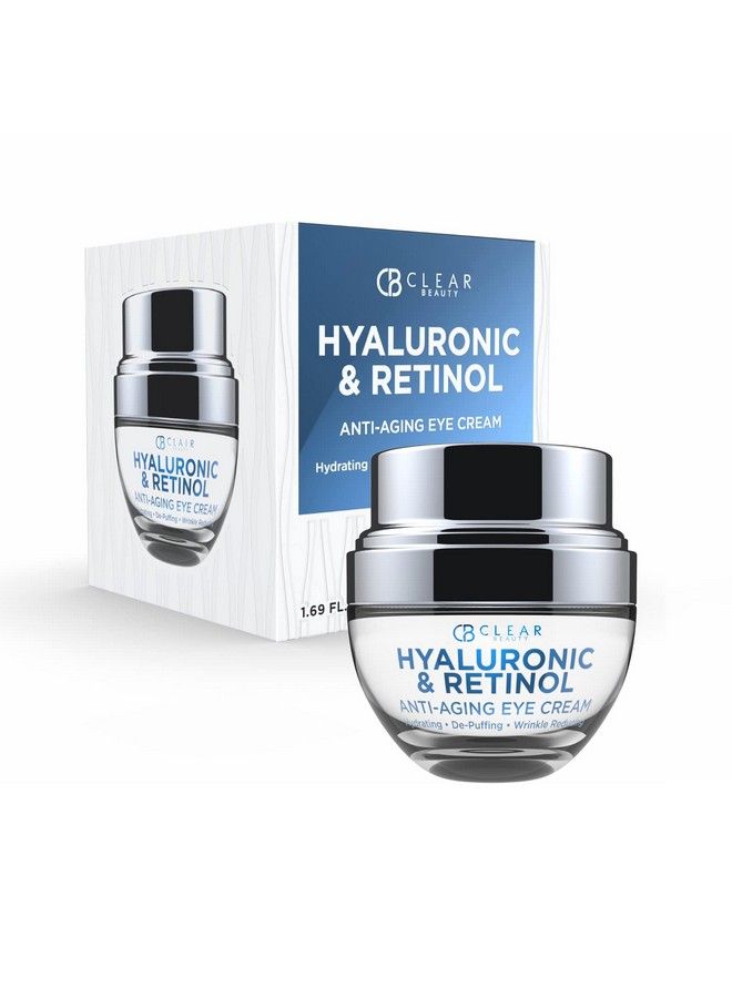 Hyaluronic Acid & Retinal Eye Cream For Dark Circles And Puffiness Moisturizing & Antiaging Under Eye Cream Cruelty Free Korean Skincare For All Skin Types 1.69 Oz