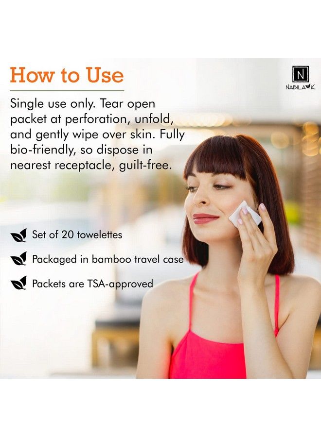 Moist Towelettes Individually Wrapped Single Use Alcoholfree Plant & Mineral Based Natural Ingredients Travel Size Bamboo Case Disposable Towels Lemon Fresh 20 Ct