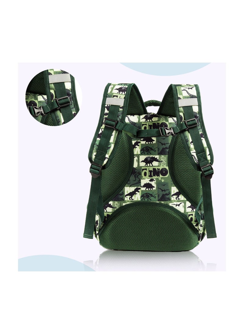 Eazy Kids 18inch School Bag set w/ Lunch Bag, Pencil Case Dinosaur-Green