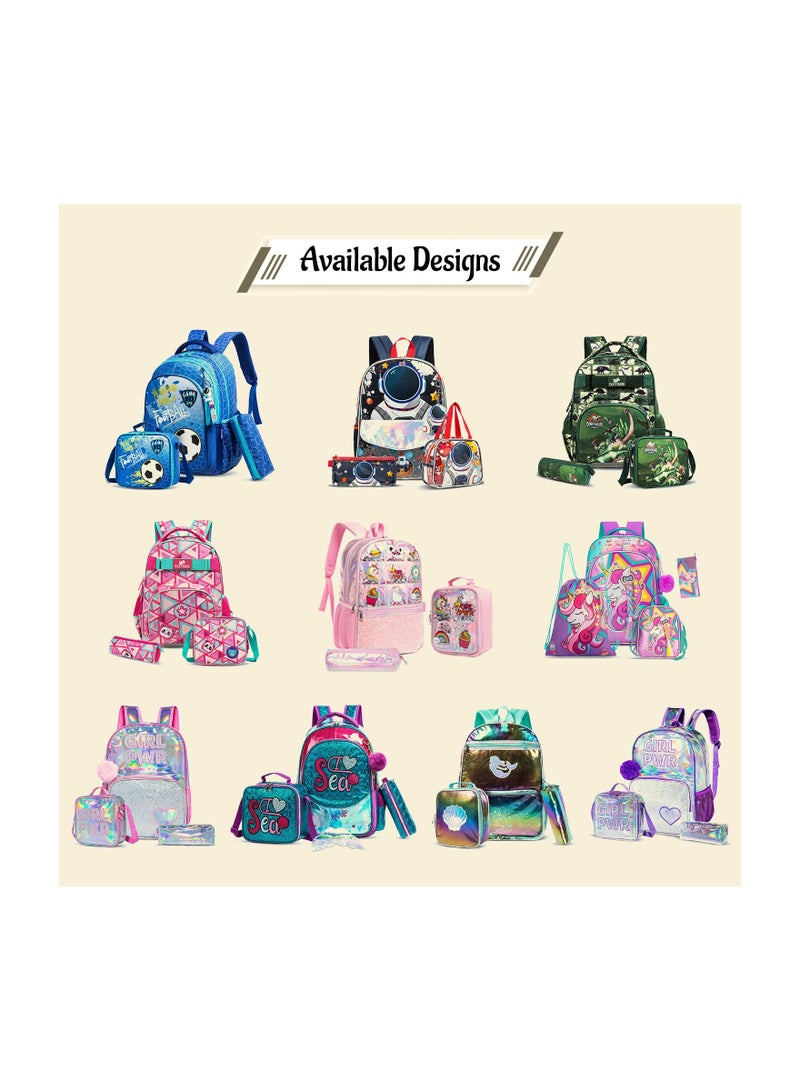 Eazy Kids 18inch School Bag set w/ Lunch Bag, Pencil Case Dinosaur-Green