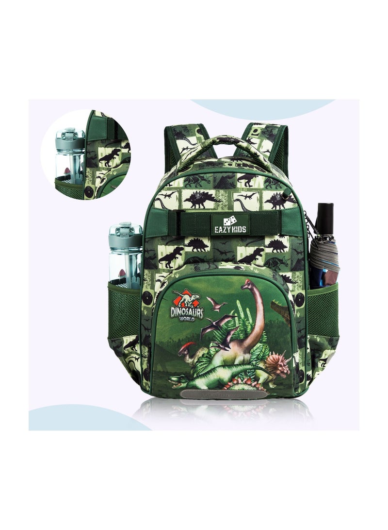 Eazy Kids 18inch School Bag set w/ Lunch Bag, Pencil Case Dinosaur-Green