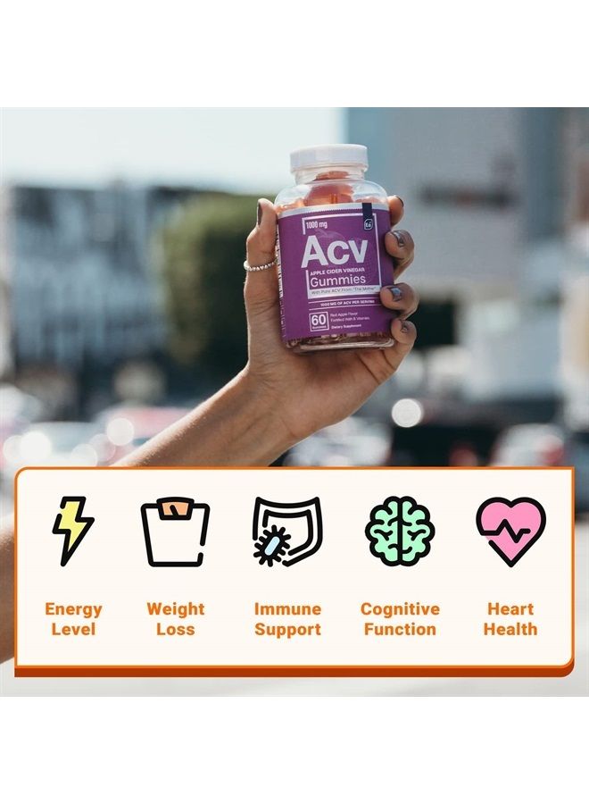 Apple Cider Vinegar Gummies from The Mother - Naturally-Sourced, Vegan ACV with Folic Acid and Vitamin B6 & B12 60 Count