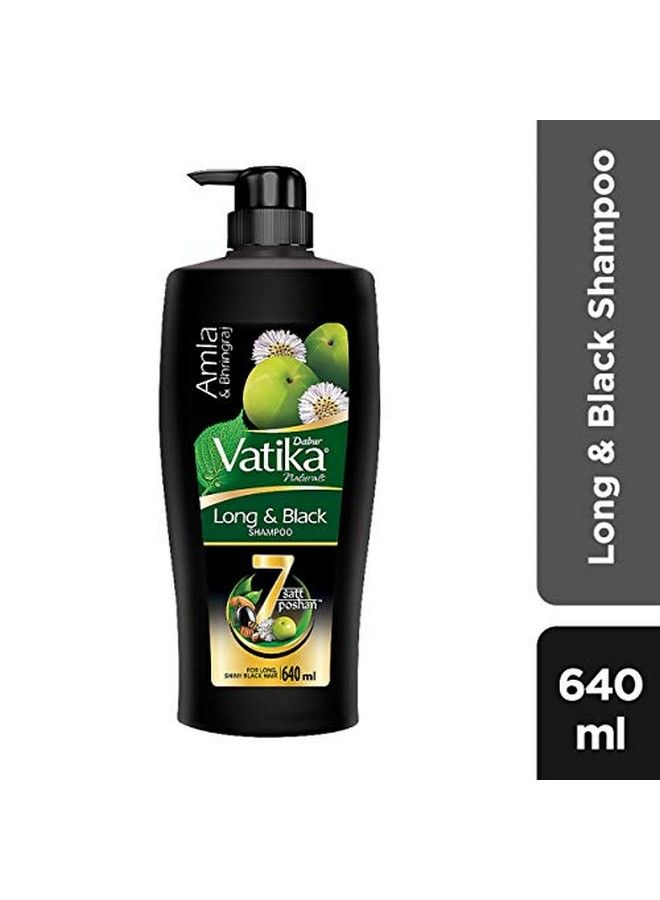 Vatika Long & Black Shampoo With The Goodness Of Amla & Bhringraj For Shiny Black Hair 640Ml