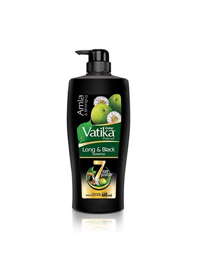 Vatika Long & Black Shampoo With The Goodness Of Amla & Bhringraj For Shiny Black Hair 640Ml