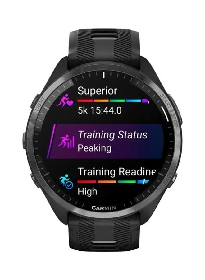 Forerunner 965 - 47MM - Up To 31 Hours Battery Life in GPS Mode - 1.4"inch Amoled Display, Scratch Resistant, Corning® Gorilla® Glass Dx, Heart Rate Monitor, Stress Tracking, Advanced GPS and Running Features, Built-in GNSS and Sports App, iOS and Android Compatible Black