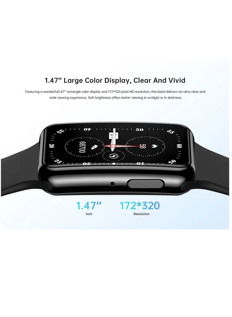 C6 PLUS Smart Watches 1.47 Full Touch Smartwatch Bluetooth Heart-Rate Pressure Monitor IP67 Waterproof Watches