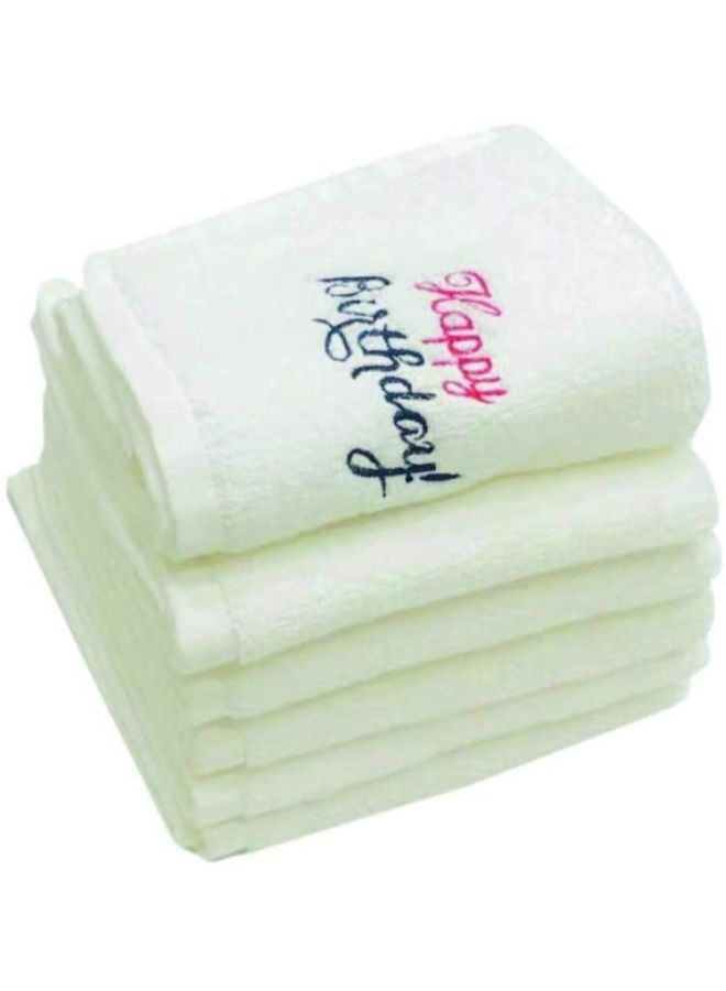 Embroidered For You  (White) Luxury (Happy Birthday) Personalized Face Towel (33 x 33 Cm -Set of 6) 100% Cotton, Highly Absorbent and Quick dry Bath Linen -600 Gsm