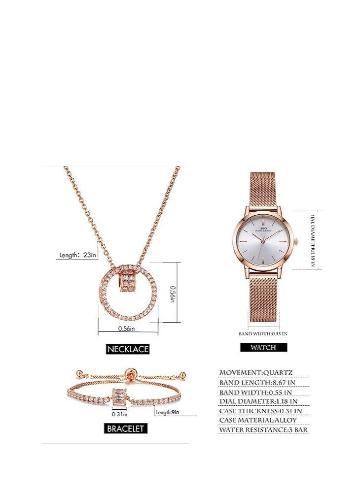 Watches Sets Gifts for Women Mom Wife Quartz Wrist Necklace Bracelet