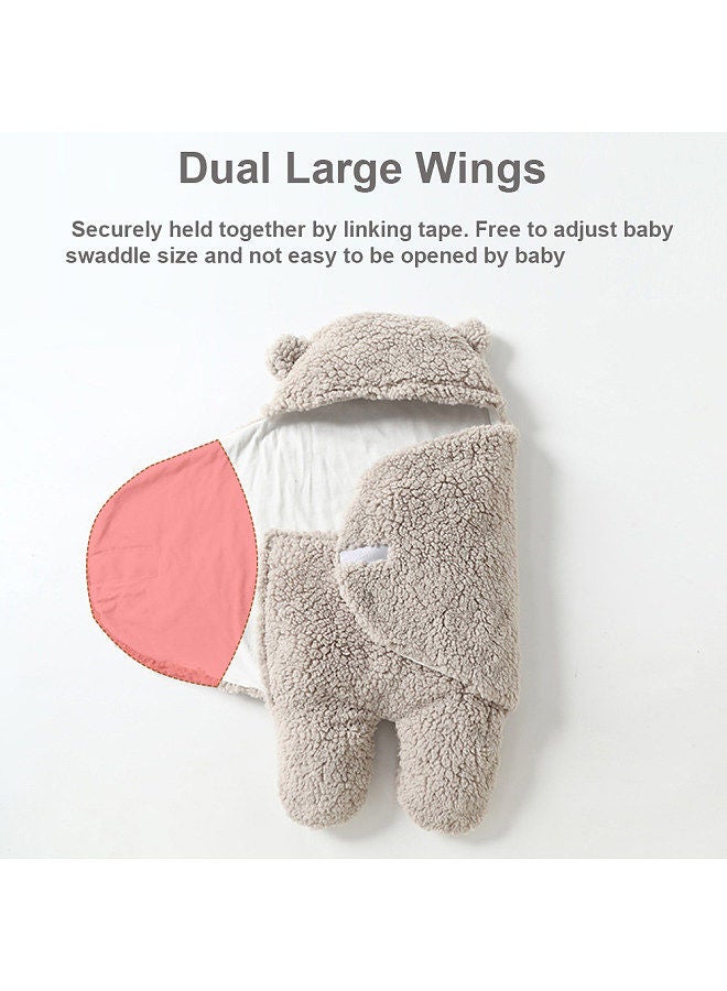 Cute Baby Swaddle Blanket Newborn Swaddle Wrap Soft Plush Receiving Swaddling Wrap Baby Sleep Sack with Feet Baby Sleeping Bag for Winter, S Size for 0-2 Months Babies