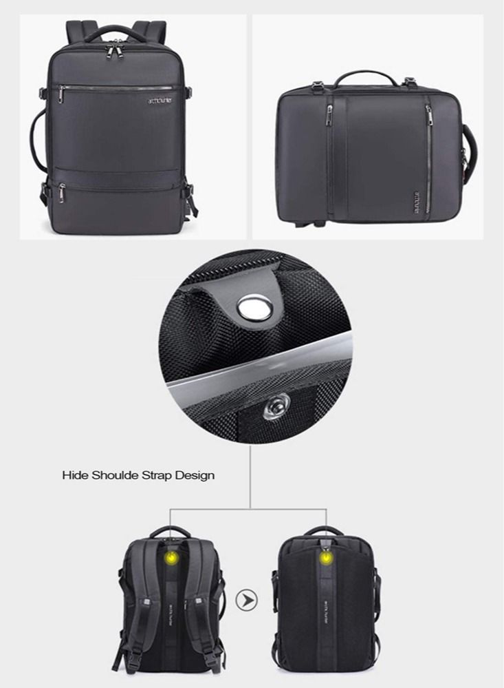 Extra Large Travel Laptop Backpack, Extensible Business Bag with USB Charging Port and Earphone Jack, Water Resistant College Backpack for Men