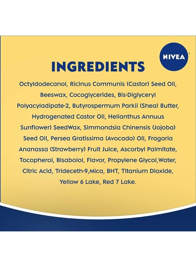 Strawberry Lip Care - Tinted Lip Balm for Beautiful, Soft Lips - Pack of 4