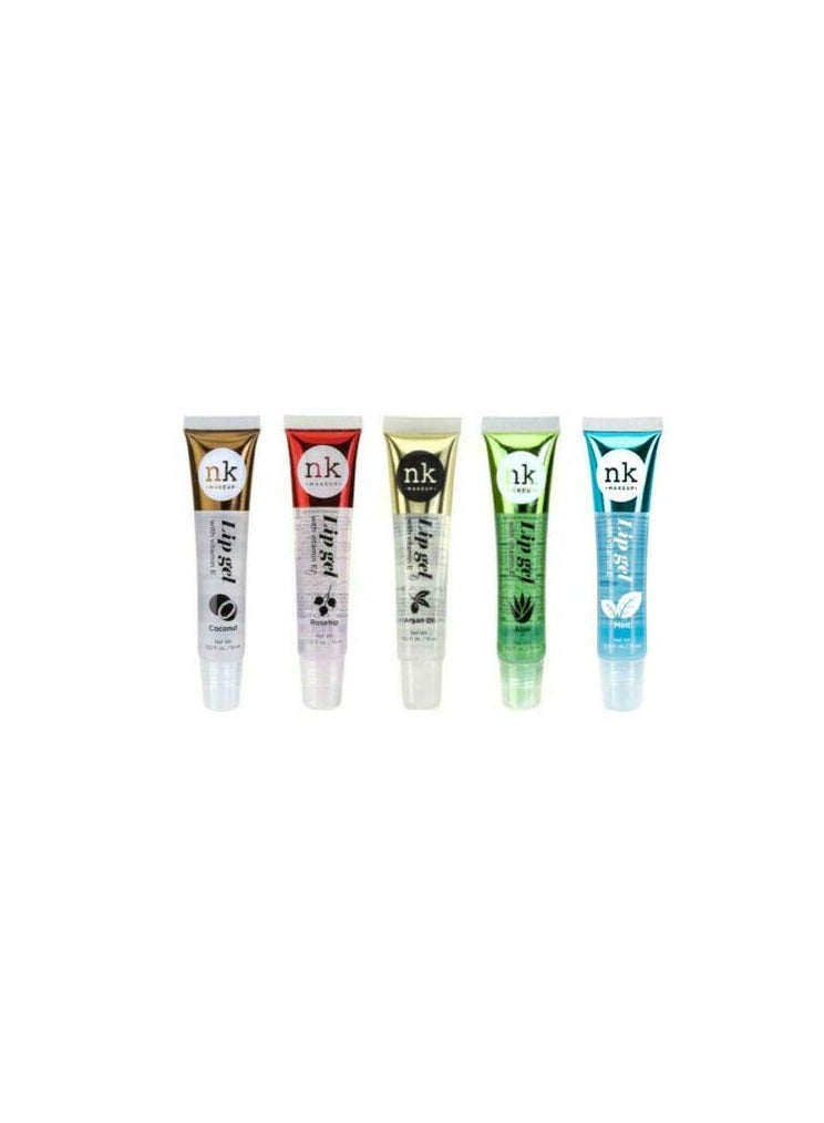 [5PCS] NK Lip Gel Rosehip Argan Oil Mint Aloe Coconut Moisturizing Clear Gloss