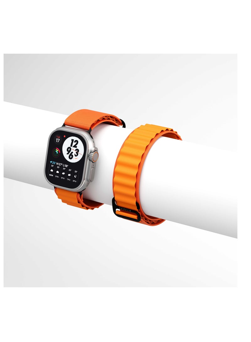 Levelo Ace Loop Nylon Watch Strap Metal Titanium G Shape Hook Water/Sweat Resistant For Apple Watch Band 49/45/44/42mm - Orange