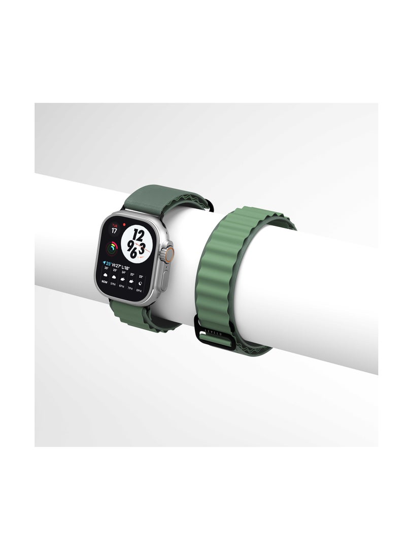 Levelo Ace Loop Nylon Watch Strap Metal Titanium G Shape Hook Water/Sweat Resistant For Apple Watch Band 49/45/44/42mm - Green