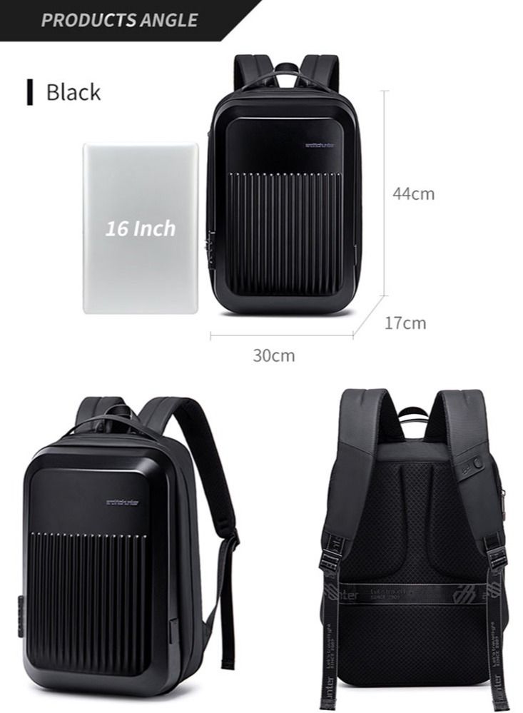 Anti Theft Business Laptop Backpack Water Resistant Expandable Hard Shell Backpack with USB Charging Port and TSA Lock for Men